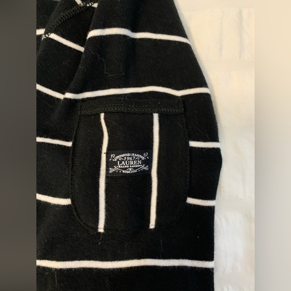 Lauren- Ralph Lauren Black and White Striped 3/4 Sleeve Top - Picture 9 of 16